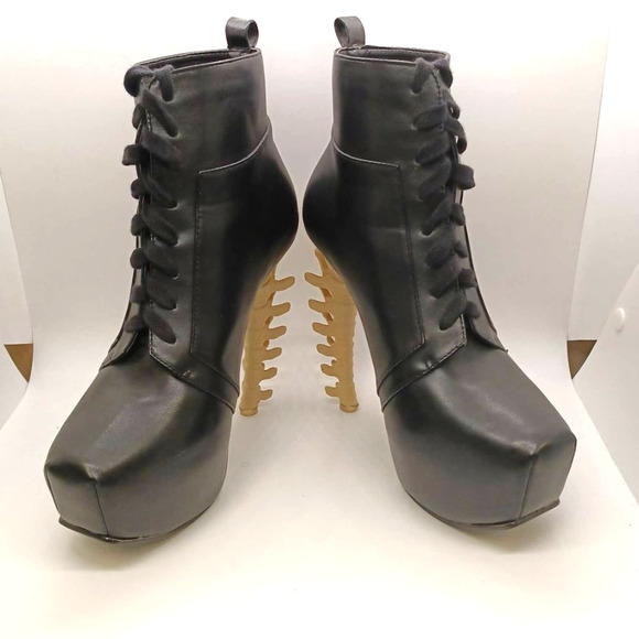 Size 8  Platform Bone High Heel Ankle Boots - Picture 8 of 14